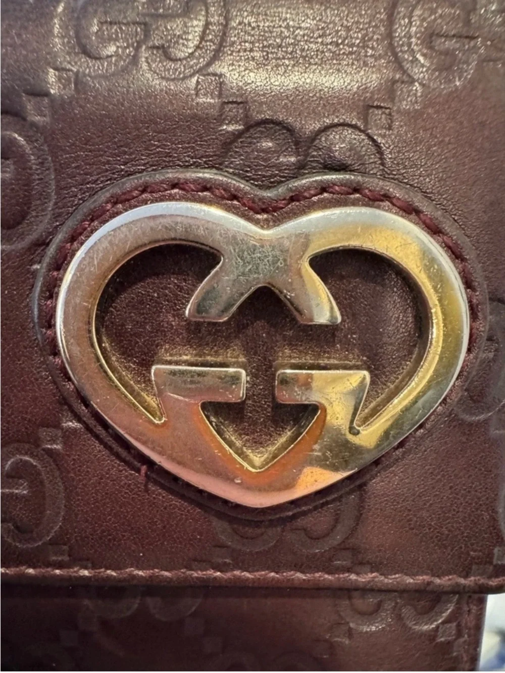 Gucci Dark Brown Embossed Leather Wallet